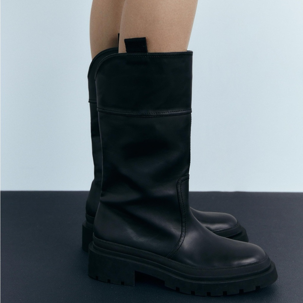 Zara Sleek Black Moto Boots